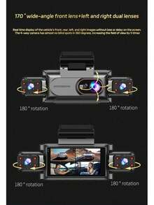 Wifi High-Definition 4-Lens Panoramic Dashcam, Low-Light Night Vision, 360° Panoramic Recording, 4-Camera Recording, Collision Sensor, Equipped With 64Gb Loop Recording, Mobile Phone Interconnection,Battery Capacity 150mAh - Dash Cam - View 6