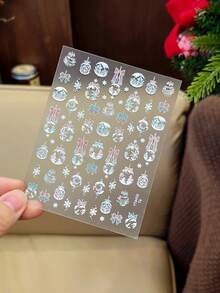 1 buah Stiker Kuku Hiasan Natal Warna Terang Mutiara Kerang, Stiker Musim Gugur Kepingan Salju & Rusa - MultiWarna - View 12