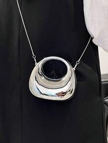 New Acrylic Mini Bag Fashionable Clutch Bag Personalized Crescent Moon Evening Bag With Crossbody Chain - Silver - View 3