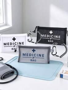 Kantong Penyimpanan Bermotif "Obat", Tas Organizer, Dompet Rantai Anti Pencurian, Tempat Paspor, Pengatur Kabel, Tas Kosmetik, Dompet Koin, Desain Jaring untuk Akses Mudah, Cocok untuk Penggunaan Sehari-hari dan Perjalanan - MultiWarna - View 2