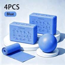 New Pilates Core 4-Piece Set Printed Yoga Block + 25CM Pilates Ball + Resistance Band For Stretching, Core Training, Balance Training Home Pilates Set - Multicolor - View 6