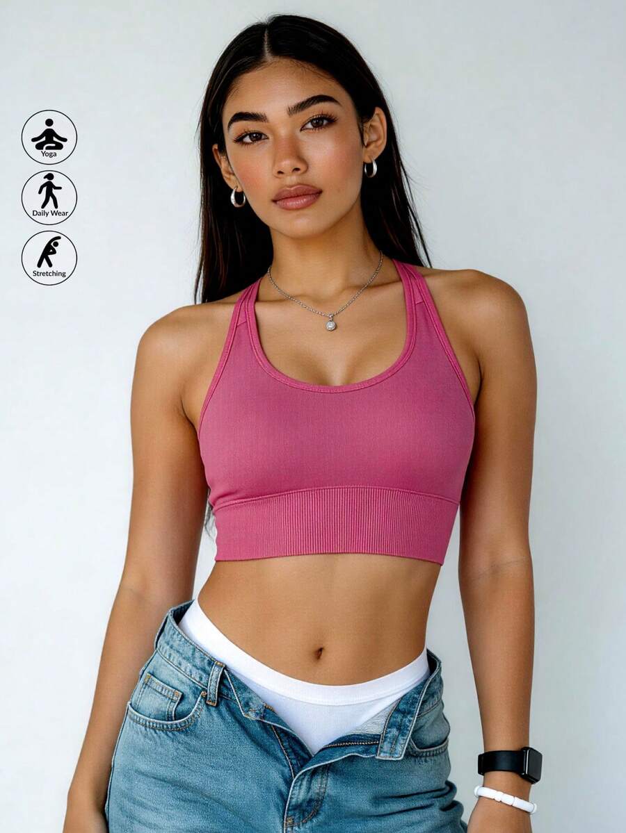 Runway Rest 女款無縫無鋼圈運動內衣，寬肩帶，舒適透氣