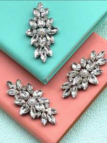 1pc Faux Pearl Rhinestone Applique Sticker DIY Clothing Decoration Patch With Hot Melt Glue Backing Suitable For Jeans, Jackets, T-Shirts, Short Sleeve Shirts, Shoes, Hats, Bags And Home Decor - A-White - View 9