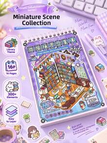 1 Large Size 3D Miniature Scene Collection Book, 3D Visual Miniature House Scene Stickers, Perfect Gift For Friends And Family, Easy To Store And Display - Multicolor - View 10