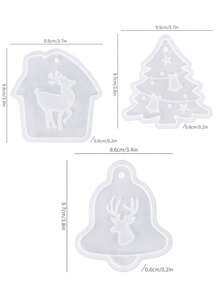 3pcs/Set Resin Silicone Mold DIY Epoxy Resin Mold, Christmas Tree Pendant Tag Bell Keychain Silicone Mold, Christmas Decoration - A - View 7