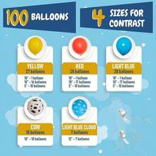 100pcs Balloon Garland Arch Kit, Red Yellow Blue Cow Print Cloud Latex Balloon Arch Kit, Perfect For Birthday Party Decorations, Shower Decorations, Cartoon Game Cowboy Theme Party Decorations - Balloon Set - View 2