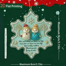 2D Flat Acrylic Snowman Friend Hanging Ornament, Winter Christmas Tree Decoration With "Thank You For Being In My Life" Text, Turquoise And Gold Snowflake Pattern Design, Suitable For Home, Office, Christmas Decoration - Mint Green - View 6