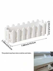 3/1pc White Plastic Planter, Suitable For Succulents And Herbs, Rectangular Fence Design Planter With Rust-Proof Modern Geometric Fence Panel, Indoor/Outdoor Garden Balcony Plant Container, Home Desktop Gardening Gift, Home Gardening Gift, Home Decor - A - View 8