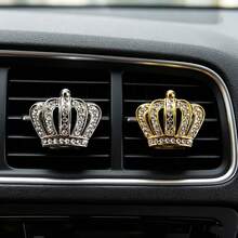 2pcs Rhinestone Crown Car Air Vent Aroma Clip Alloy Crystal Car Interior Decoration Ornament - Crown - View 6