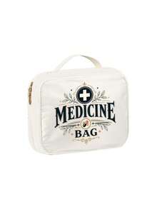 Large Capacity Medicine Bag With Vintage "Medicine" Print,Travel Portable First Aid Kit,Ring Binder Style Storage Bag,Multi-Pocket Medical Organizer - Multicolor - View 12