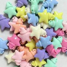 10PCS/30PCS Acrylic Colorful Christmas Hat Star Beads, Macaron Spring Color Star Beads, Suitable For Handmade DIY Beaded Pendants, Phone Chains, Jewelry And Craft Accessories - Colorful Christmas Hat Star - View 3