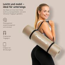 Gymnastikmatte Premium - rutschfeste Fitness- & Yogamatte - Beige-Karamell - Übersicht 3