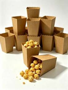 100/48/36/24/1pc White Popcorn Boxes, 2 X 4.5 X 3 Inch Mini Popcorn Boxes, Suitable For Movie Night Decoration, Christmas/Halloween - Brown - View 1