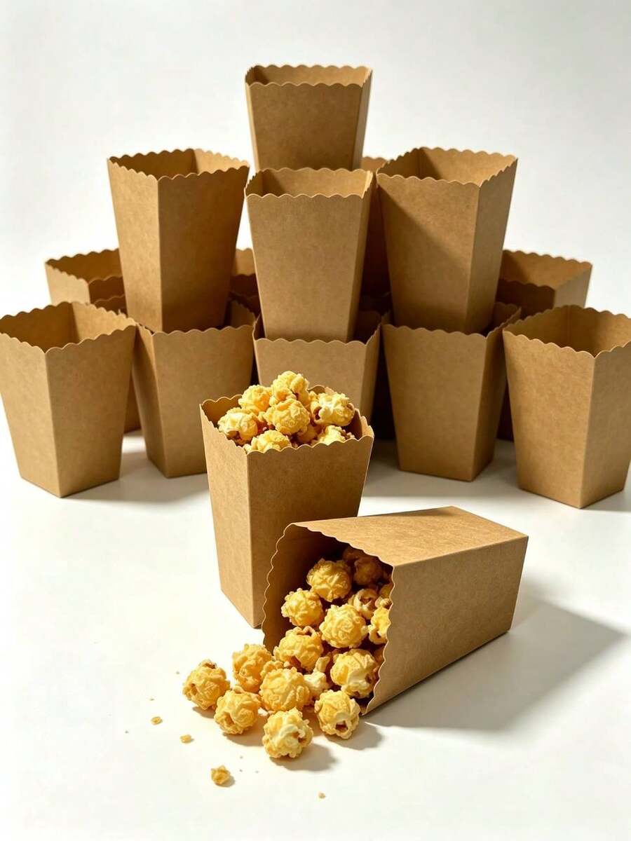 100/48/36/24/1pc White Popcorn Boxes, 2 X 4.5 X 3 Inch Mini Popcorn Boxes, Suitable For Movie Night Decoration, Christmas/Halloween - Brown - View 1