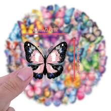 60PCS Transparent PET Butterfly Stickers, A Set Of Vibrant And Colorful Beautiful Stickers, Suitable For All Kinds Of Holidays, Party, Laptops, Tablet, Skateboards, Journals, Scrapbooks, Water Bottles - Butterfly - View 2