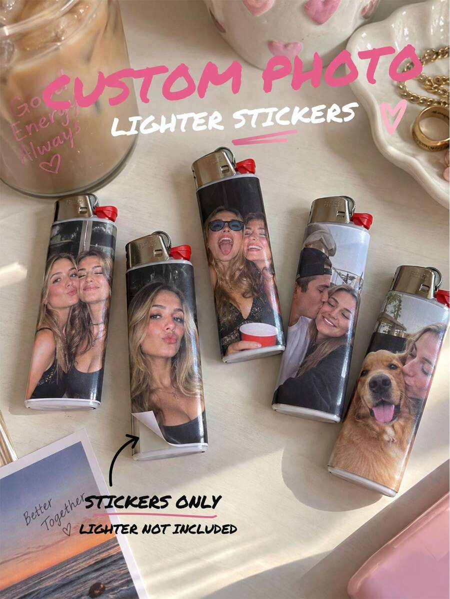 1/6/12/18 piezas Pegatinas personalizables para encendedores, Pegatinas con patrones personalizados, Etiquetas de texto personalizadas, Pegatinas de PVC impermeables con patrones y texto personalizables, Perfectas para bares, empaques de regalos de encendedores, decoración de colecciones, ideales para parejas, mejores amigos, familia, adecuadas para fiestas de cumpleaños, fiestas de aniversario, cenas de hombres - Multicolor - Ver 1