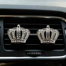 2pcs Rhinestone Crown Car Air Vent Aroma Clip Alloy Crystal Car Interior Decoration Ornament - Crown - View 3
