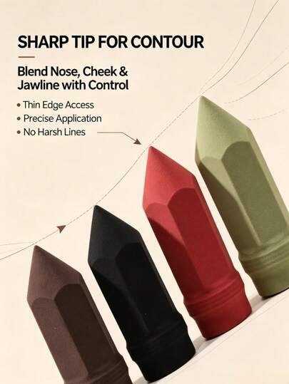 2/6/8/10/20 Pcs Pencil Shape Makeup Sponge Set, Angled Precision Contour Blender, Wet&Dry Use Soft Beauty Sponge For Nose Eye Detail, Washable Beauty Tool,Budget-Friendly Finds, Christmas Gift, Gift For Women