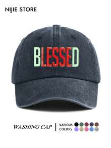 1pc Men's Letter Print Baseball Cap, Casual Adjustable Lightweight Comfortable Duck Bill Hat, Unisex Multi-Functional Vintage Washed Hat, Halloween Decorative Hat - A - View 6