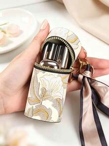Stylish Keychain Featuring A Premium-Feel Metal Clasp And Silk Scarf Accent, Resin Painted Asymmetrical Perforated Mirror Pendant, Car Hanging Bracelet, Phone Chain Bag Charm Accessory, Light Luxury Handmade Design, Fashion Wallet/Bag Keychain Accessory, Suitable For Makeup Bag Storage And Gift Pendant - Multicolor - View 7