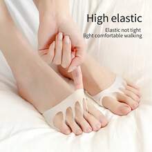 2pcs Women's Front Foot Five-Toe Pads For High Heels - Half-Insole Foot Care Anti-Slip Toe Socks Insertable Toe Pads, High Heel Toe Support - Quarter Socks - View 7