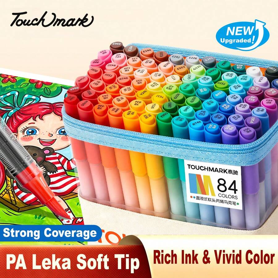 24/36/48/60/84 Colors Direct Liquid Automatic Ink Control Acrylic Markers, Rich Colors, Felt Tip (Soft Tip) Design, Flexible Brush Strokes, Suitable For Outlining Lines And Large Area Filling, Applicable To Canvas, Stone, Wood, Glass, Ceramic, Fabric And Other Materials For DIY Creation, Christmas Gift, Birthday Gift - Multicolor - View 1