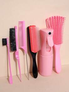 Comb Set, 9-Row Nylon Air Cushion Styling Comb, Fine Tooth Comb, Suitable For African Hair Types, Including Curly, Wavy, Spiral Hair, Wet/Dry/Oily/Coarse/Long Hair, Easily Detangle Curly Hair, Includes Spray Bottle - Multicolor - View 11