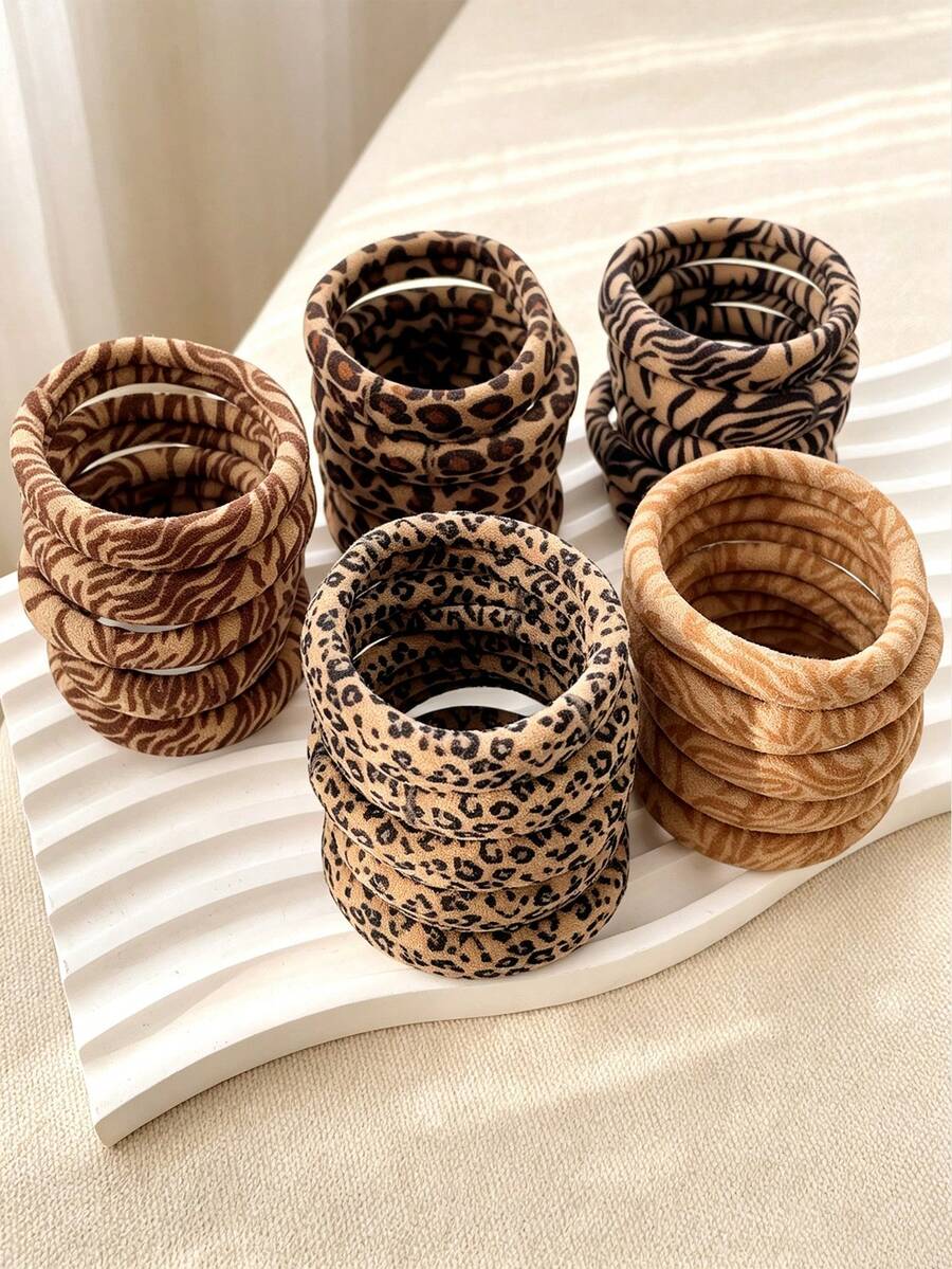 24/18pcs Fashionable Minimalist Leopard Print Headbands, Versatile For Daily Wear, Suitable For Everyday Hair Accessories - Multicolor - View 1