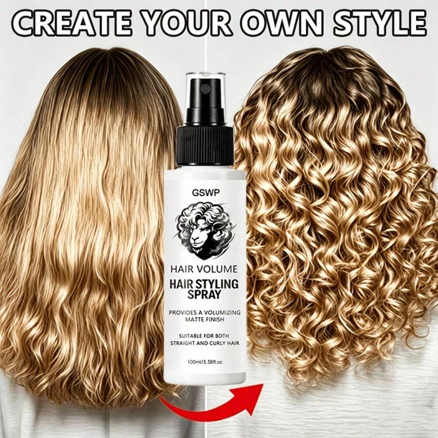 GSWP Matte Volumizing Styling Spray, Memperbaiki Rambut Kusut dan Berminyak, Menghaluskan Rambut Kusut, Menjaga Bentuk Gaya Rambut Anda Agar Tidak Berantakan, Tidak Berminyak dan Tidak Mengkilap, Cocok untuk Rambut Lurus dan Keriting Unisex. 100ml