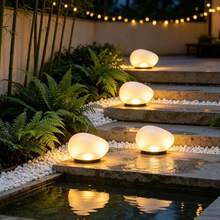 New Solar Pebble Light – Outdoor Landscape Light With Realistic Stone Design. Ambient Lighting For Courtyards, Patios, And Pathways; Suitable For Gardens, Terraces, Walkways, And Lawns. Warm White Solar Stone Light – Outdoor Decorative Lighting. - Stone Lamp - View 5