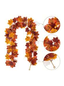5/2/1pc - Autumn Maple Leaf Wreath, 5.6ft Artificial Maple Leaf Autumn Wreath, Hanging Autumn Vine Tabletop Decor - Durable And Reusable, Suitable For Thanksgiving Family Gathering, Front Door Autumn Decor, Room Decor, Room Decor, Home Decor, Autumn Home Decor, Christmas Home Decor - Multicolor - View 10