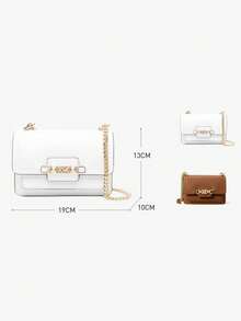 Michael Kors Heather 大號金屬色 Empire 標誌女款單肩包，復古翻蓋斜挎包，適合購物與旅行 - 白色 - 查看 6