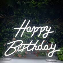 1pc Happy Birthday LED Neon Sign, Acrylic Material, Holiday Wall Decor, Suitable For Home Party And Dorm Room Wall Decoration, USB Powered, Ideal Choice For Birthday Party Theme - Happy Birthday Light Board - View 9