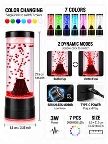 Aquarium Volcano Light, Vibrant LED Lighting, 7 Color Changing Modes, Realistic Volcano Eruption Night Light, Suitable For Aquarium Enthusiasts, Home Decor Relaxing Atmosphere Night Light - View 5