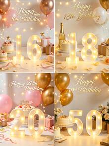21cm 1st 16th 18th 20th 30th 50th 60th Birthday Party Decor LED Marquee Number Lights, Battery Powered, Anniversary/Wedding/Proposal Decor,Classroom Dorm Decor Illuminated Number Sign,Light Up Numbers Sign For Birthday Party Decor,Christmas Decor - White - View 5
