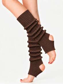 1 Pair Women Ribbed Knit Cutout Leg Warmers, Soft Stretch Slouchy Solid Leg Covers, Y2K Style Leg Warmers For Fall Winter Daily Wear - Multicolor - View 21