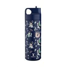 Meoky 19oz Deep Blue Husky Cartoon Print Stainless Steel Water Bottle With Handle Lid, Portable Water Bottle - Dark Blue Husky - View 8