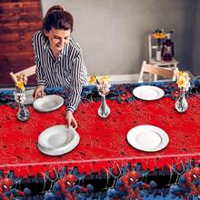 3pcs/1pc Cartoon Character Themed Tablecloth, Christmas Decoration Set, Tablecloth, Party Birthday Celebration Decor, Yard Use, Room Decoration, Perfect For Birthday Parties And Holiday Gatherings. Best Party Gift For Friends And Couples - Multicolor - View 6