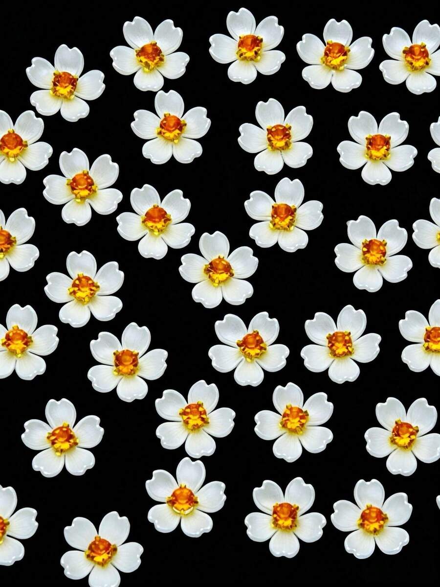 100/50/30入 14mm 花形圓形亮面水晶水鑽 DIY 平底黏貼珠飾,適用於衣物、包包、鞋子裝飾 - 14K 金黃色 - 查看 1