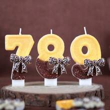 1pc Digital Birthday Candle Leopard Print Bow Cute Girly Atmosphere Color Block Handmade Candle Birthday Party Theme Party Cake Decoration Candle Number Candle - View 6