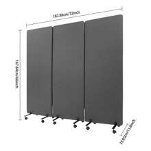 Room Divider Sound-Repellent Privacy Panel With Wheels 3-Panel Portable Office Divider For Room Partition - Dark Grey - View 3