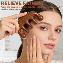 Wooden Scalp Massager & Hair Comb For Daily Hair Care - Brown - View 4