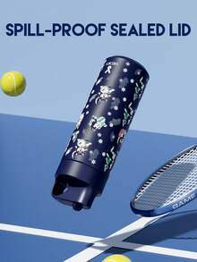 Meoky 19oz Deep Blue Husky Cartoon Print Stainless Steel Water Bottle With Handle Lid, Portable Water Bottle - Dark Blue Husky - View 5