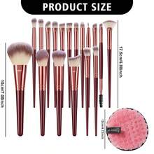 18pcs And 1pc Gift Makeup Brushes Set, Soft Dense Cosmetic Brushes For Foundation Powder Blush Eyeshadow Concealer Contour Highlight, Complete Face & Eye Makeup Brush Kit, Handles For Makeup Beginners And Daily & Party Makeup Application - Multicolor - View 10