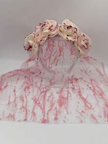 1pc Halloween Ghost Bride Bloody Rose Veil, Dark Style Floral Headpiece, Suitable For Halloween, Gothic Style, Holiday Party Ball, Photo Prop - Multicolor - View 4