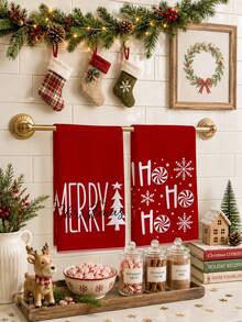 2 buah Handuk Dapur Minimalis Motif Salju, Permen, Pohon Natal, Ukuran 40*60cm, Bahan Mikrofiber Lembut, Cocok untuk Dapur Rumah, Restoran, Aktivitas Luar Ruangan, Berkemah, Pembersih Meja, Kain Lap Piring, Handuk Tangan, Aksesoris, Handuk Dapur Tema Liburan Natal Musim Dingin, Hadiah Liburan - MultiWarna - View 4