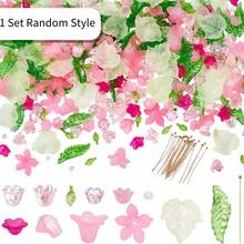 1 Set Random Assorted Colorful Flower Beads And Maple Leaf Mixed Loose Beads, Suitable For DIY Jewelry Making, Bracelets, Necklaces, Earrings, Keychains And Handmade Accessories - Multicolor - View 7