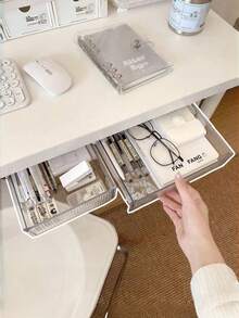 Under Desk Drawer, No Drilling Required, Hidden Storage Box, Suitable For Office Desk And Student Desk, Can Hang Stationery And Miscellaneous Items - Multicolor - View 4