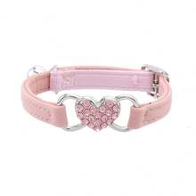 Heart-Shaped Flocked Cat Collar, Cat Collar With Elastic Band, Multi-Color Heart Flocked Rhinestone Collar - Multicolor - View 13