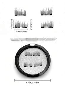 1 Pair Magnetic False Eyelashes, Half-Piece Design, No Glue Needed, Short Magnetic Lashes, Natural Cat Eye Effect, Reusable, Suitable For People With Droopy Eyelids, Suitable For Makeup Bloggers, Suitable For Weddings, Music Festivals And Other Occasions - Black - View 4